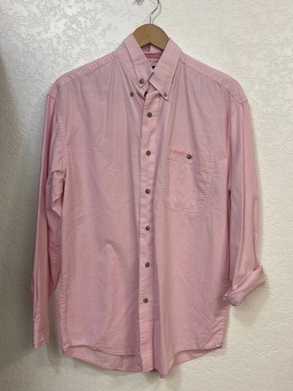 Wrangler Men's Light Pink Button-Down Shirt
